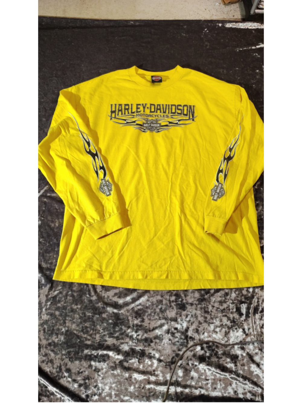 Men's Harley-Davidson Long Sleeve Tee XL Yellow Black